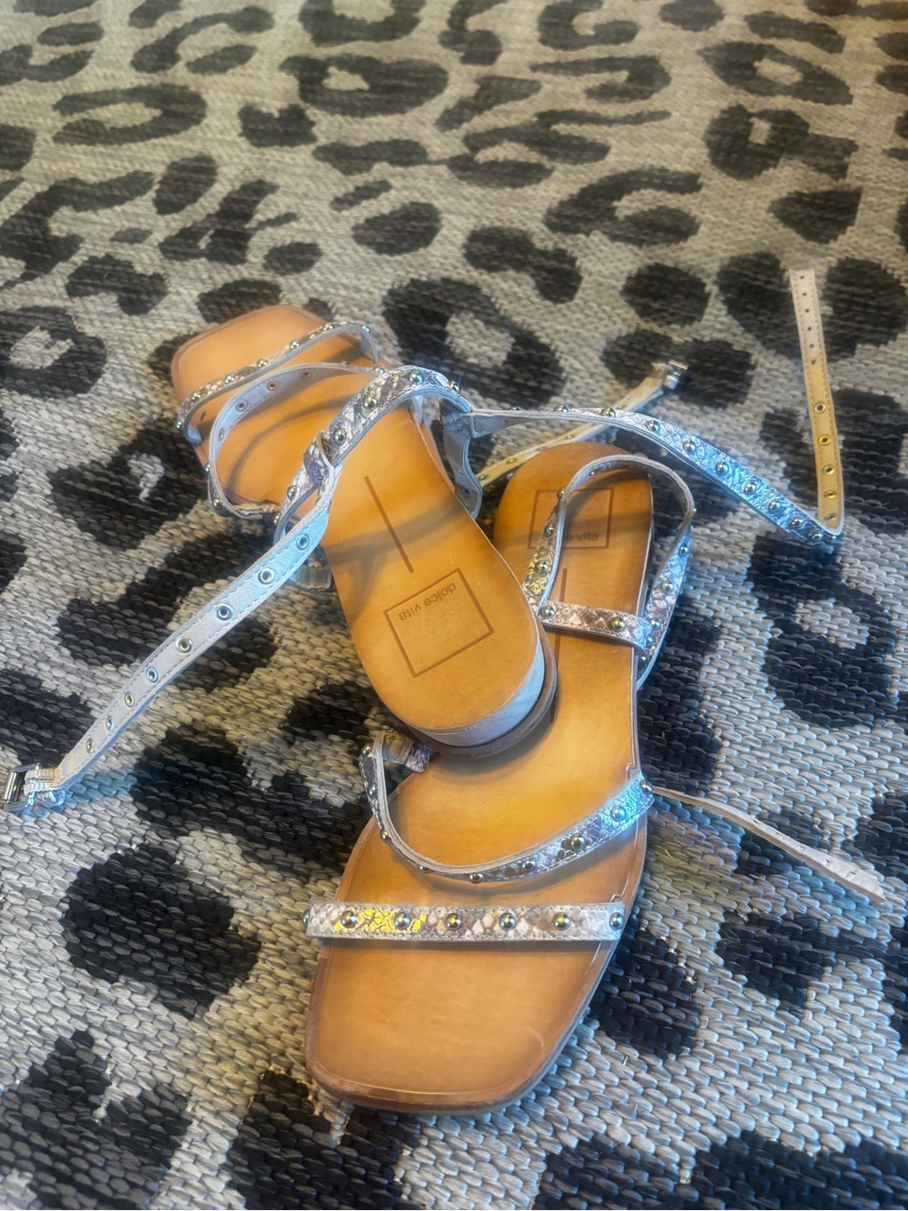 DV by Dolce Vita Silver Crystal Strappy Flat Sandals